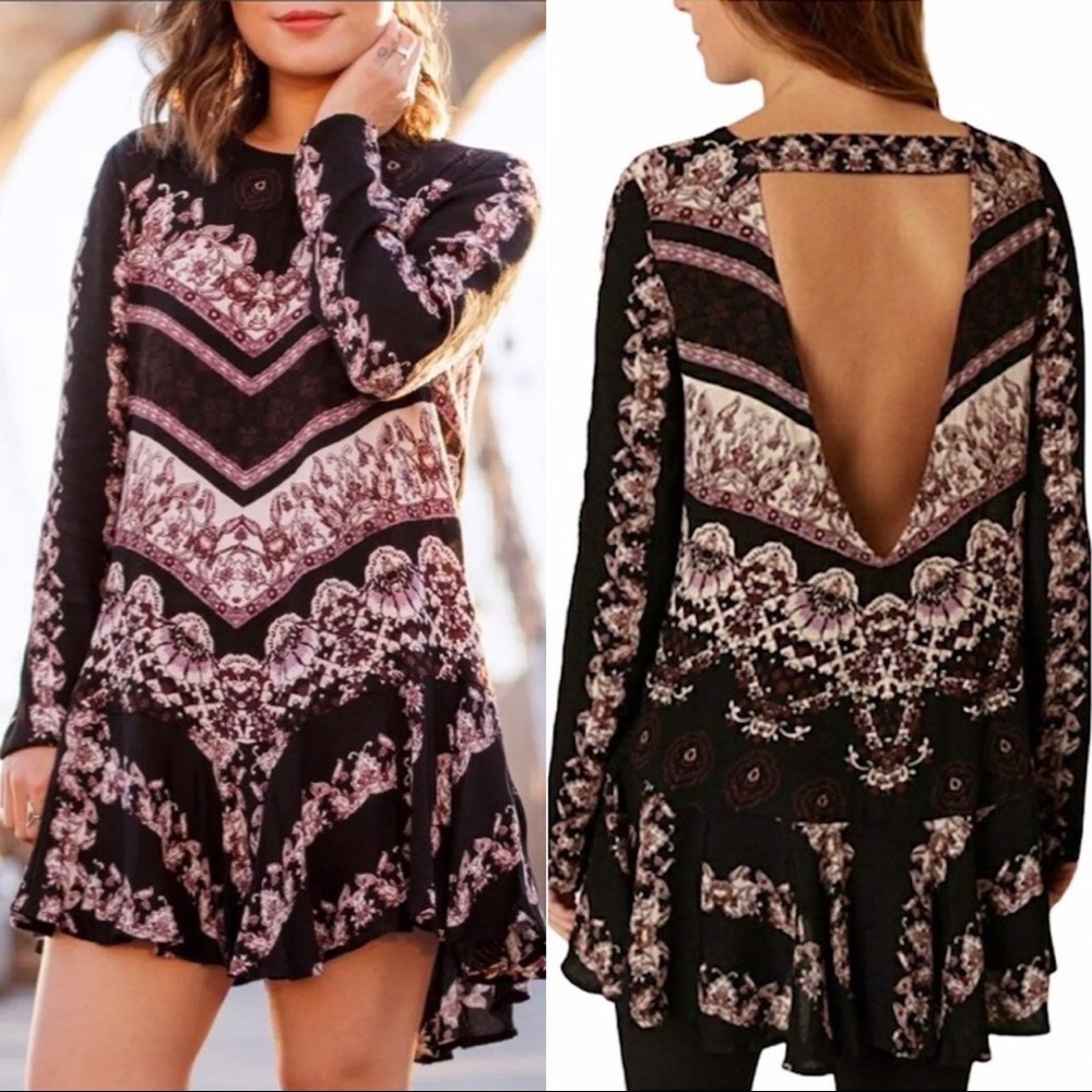 Free People size small black and purple tunic dress